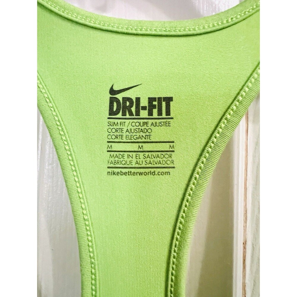 Nike Dri-FIT Women’s Medium Volt Lime Green Racerback Athletic Tank Top Workout - Picture 5 of 7